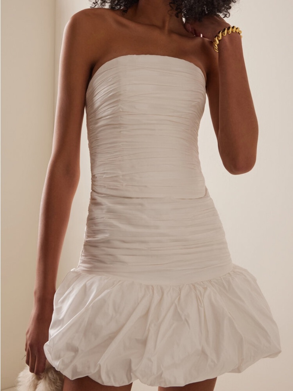 The New Arrivals Ilkyaz Ozel
Lina Ruched Silk-Taffeta Top